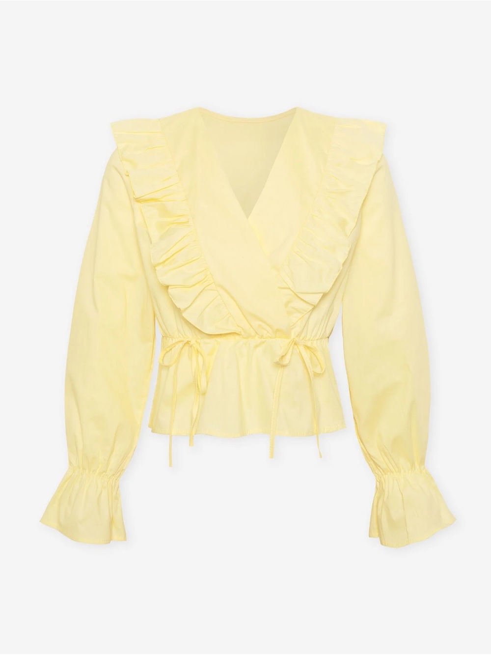 These Three Boutique Poplin Ruffle Top Yellow Large